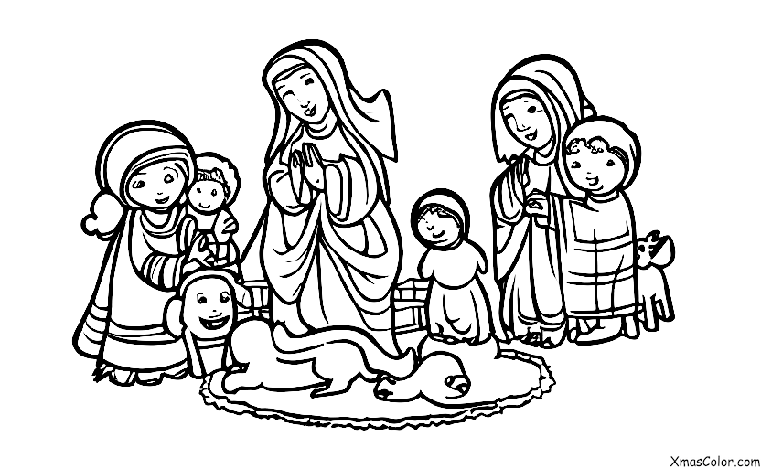 Navidad / Escena de Belén: La escena de la Navidad con los animales