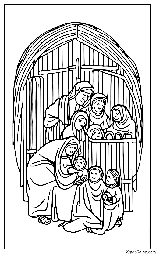 Navidad / Escena de Belén: María y José en el establo
