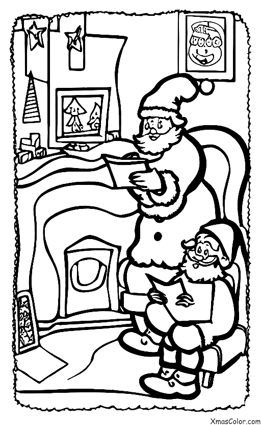 Navidad / Escribiendo cartas a Papá Noel: Santa leyendo una carta de un niño