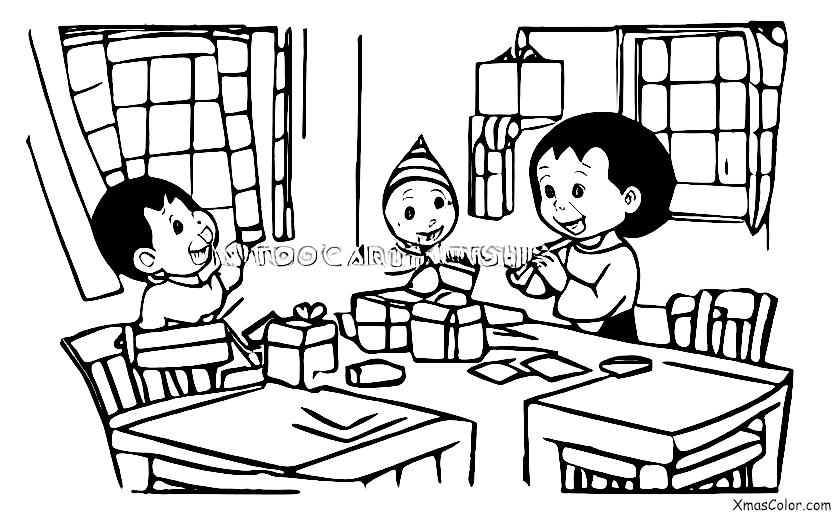 Navidad / Escribiendo cartas a Papá Noel: Un niño que escribe una carta a Santa