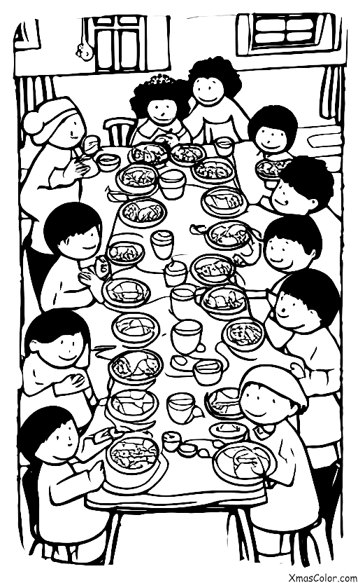 Navidad / Esperanza: Un grupo de amigos compartiendo una comida