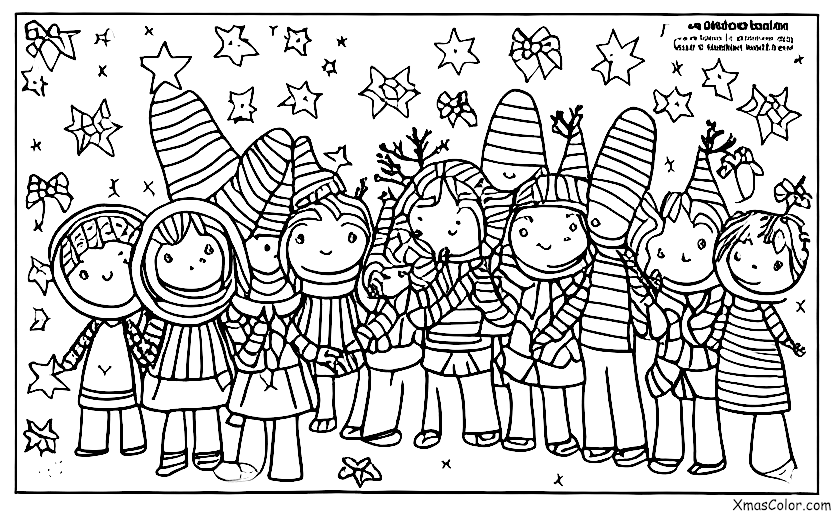 Navidad / Espíritu de Navidad: Un grupo de amigos que cantan navidad juntos