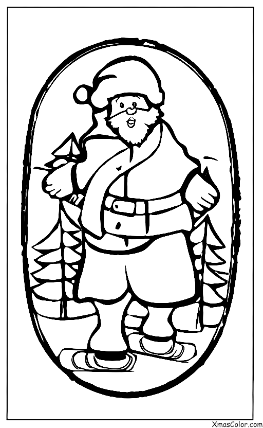 Navidad / Esquiar: Papa Noel esquiando en la nieve