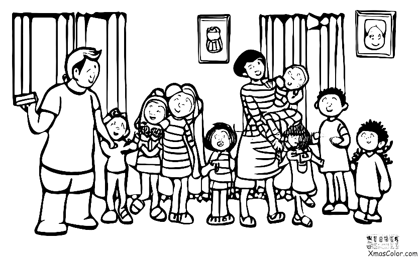 Navidad / Familia: Una familia abriendo regalos