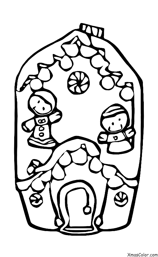 Navidad / Familia: Una familia haciendo una casita de jengibre juntos