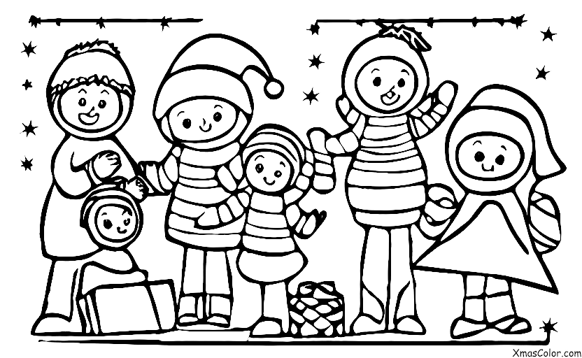Navidad / Familia: Una familia que juega en la nieve