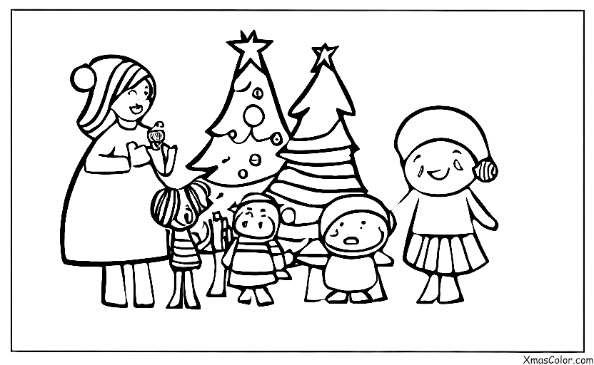 Navidad / Familia: Una familia reunida alrededor del árbol de Navidad