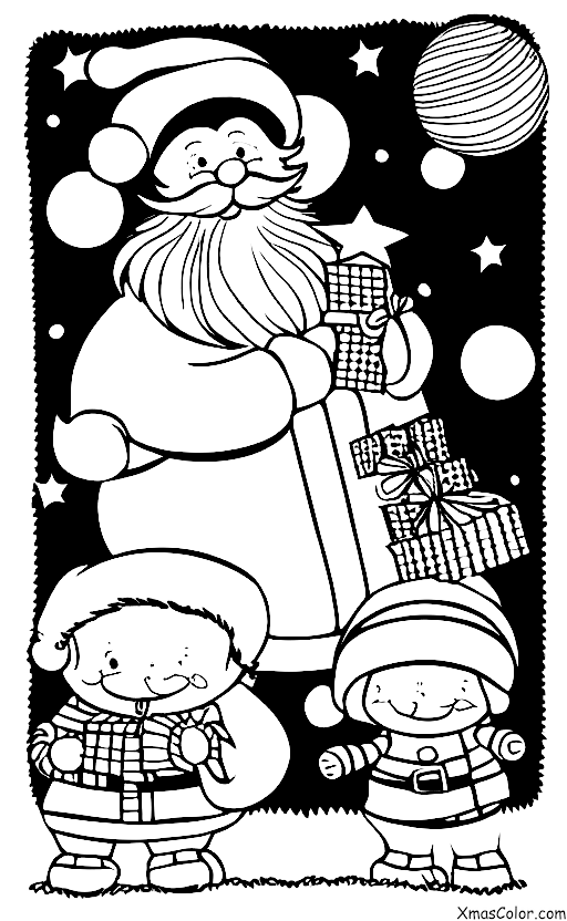 Navidad / Feliz Navidad: Santa Claus entregando regalos a todas las niñas y niños buenos