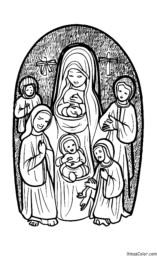 Navidad / Feliz Navidad: Una escena de la Natividad con Jesús, María y José