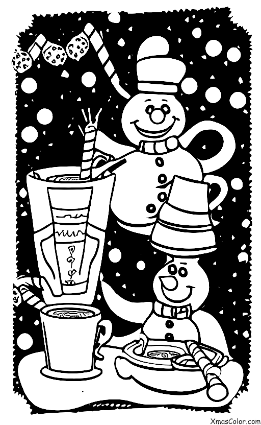 Navidad / Frosty el hombre de nieve: Frosty disfrutando de una taza de chocolate caliente