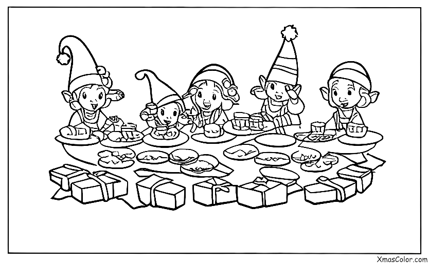 Navidad / Galletas de Navidad: Los duendes comiendo galletas