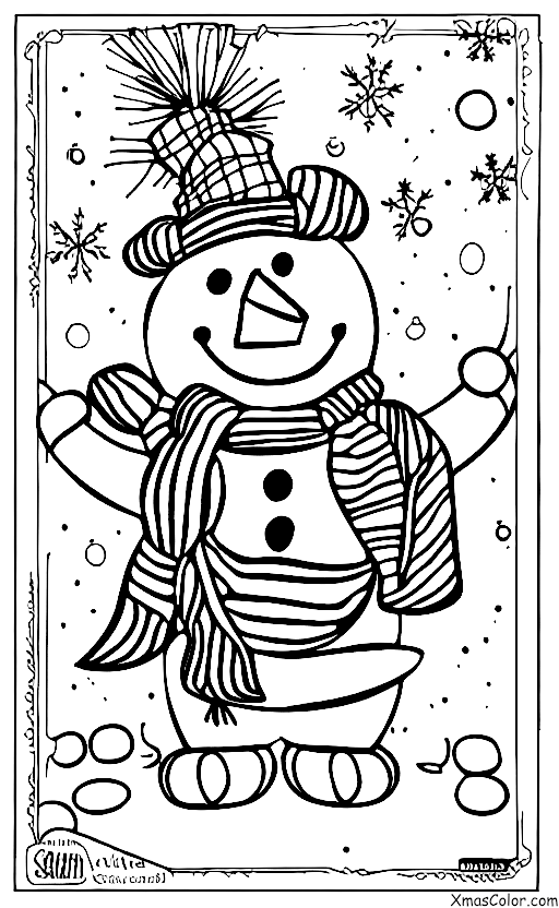 Navidad / Hombre de Nieve: Un hombre de nieve con una cara triste