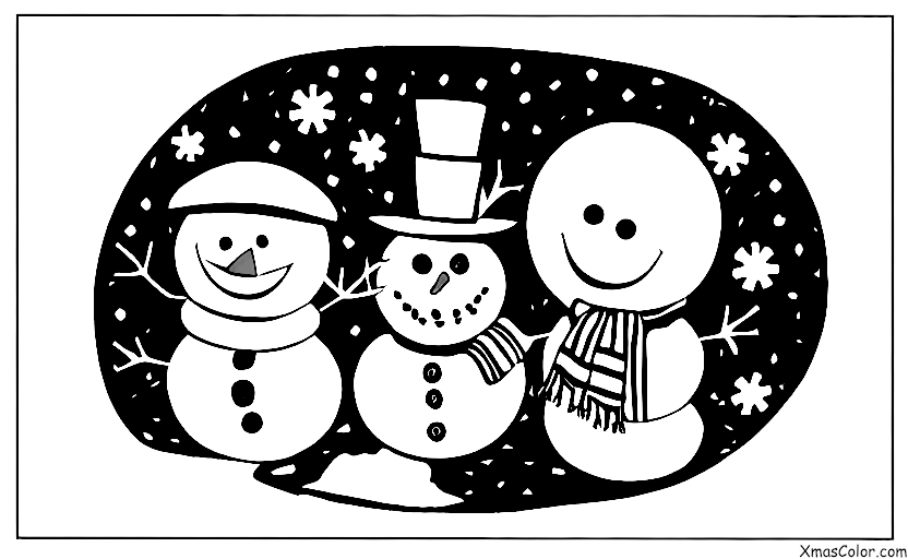 Navidad / Hombre de Nieve: Un muñeco de nieve con bufanda y nariz de zanahoria
