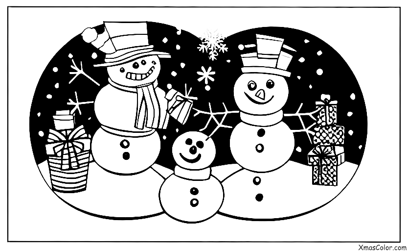 Navidad / Hombre de Nieve: Un muñeco de nieve con regalos