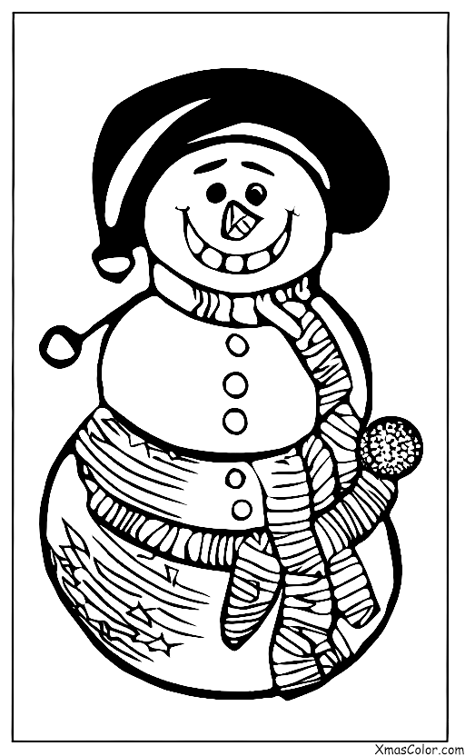 Navidad / Hombre de Nieve: Un muñeco de nieve con un sombrero de Santa en la cabeza