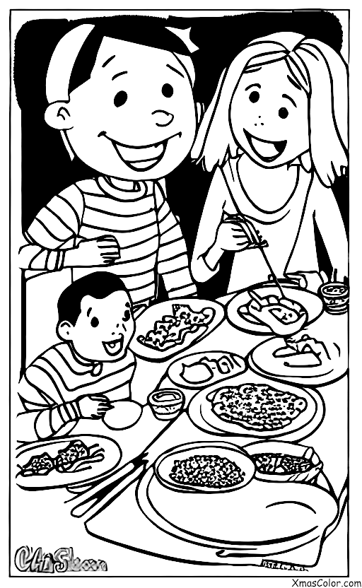 Navidad / Januca: Una familia que come latkes