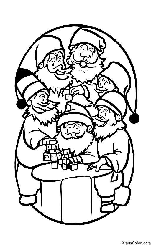 Navidad / Juegos de Navidad: Santa y sus elfos jugando juegos