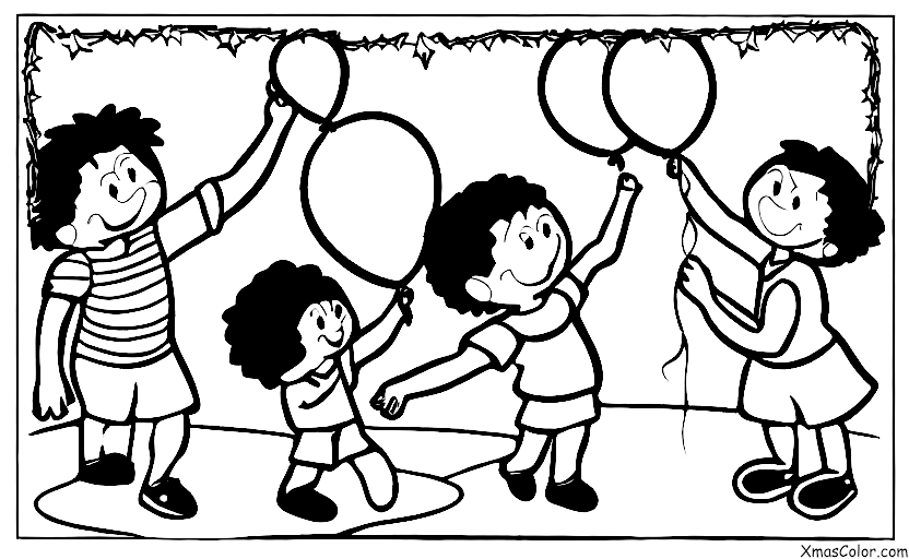 Navidad / Juegos: Familia que juega a pasar el globo