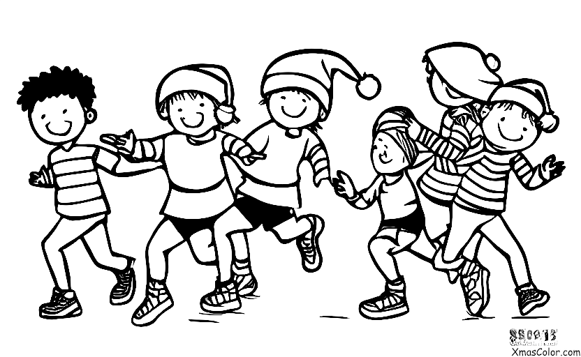 Navidad / Juegos: Un grupo de niños jugando a la gallina ciega