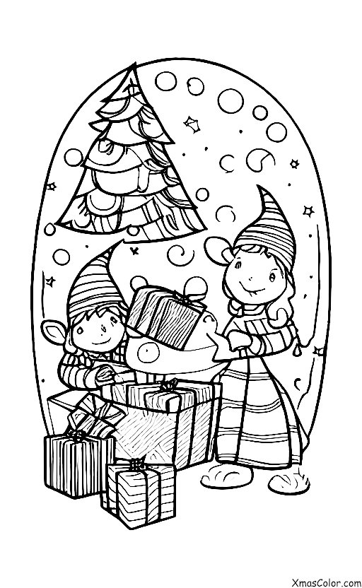 Navidad / Los elfos: Los elfos envuelven regalos