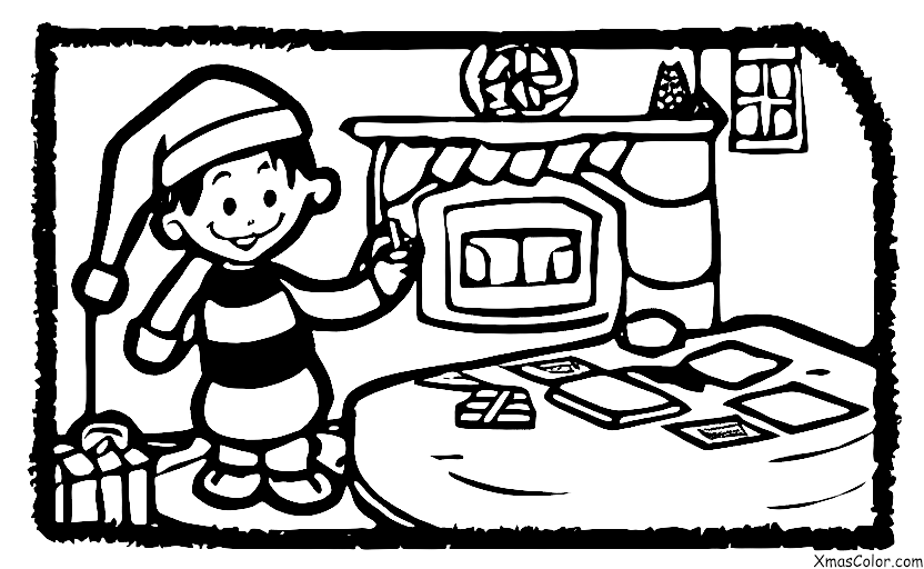 Navidad / Los elfos: Un duende escribiendo una carta a Santa