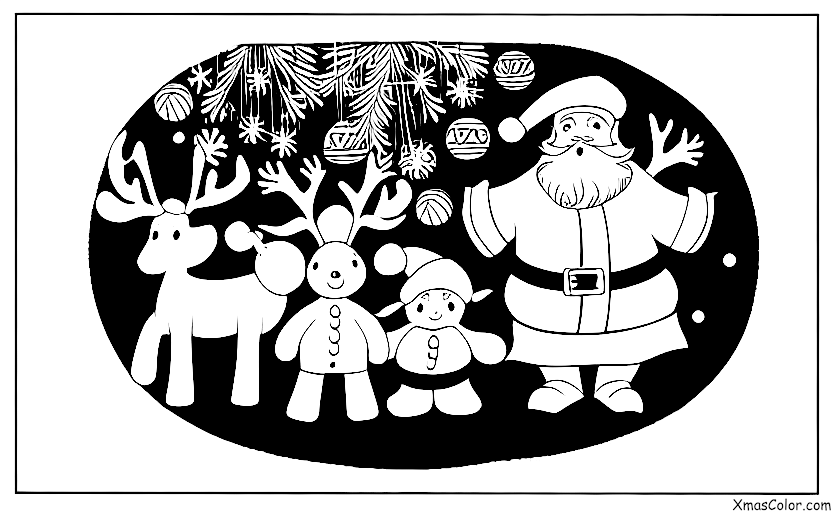 Navidad / Los renos de Santa: Santa y sus renos en el bosque