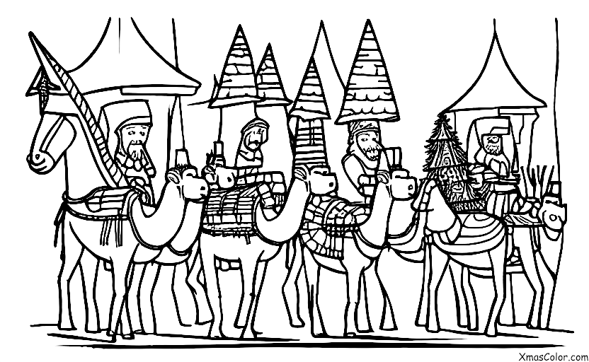 Navidad / Los Tres Reyes Magos: Los tres Reyes llegando a Belén