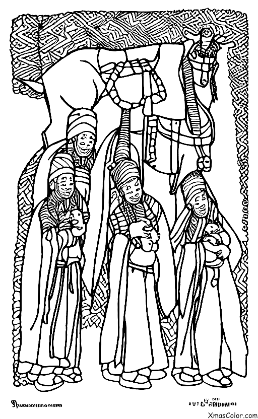 Navidad / Los Tres Reyes Magos: Los Tres Reyes Magos cabalgan sus camellos por el desierto