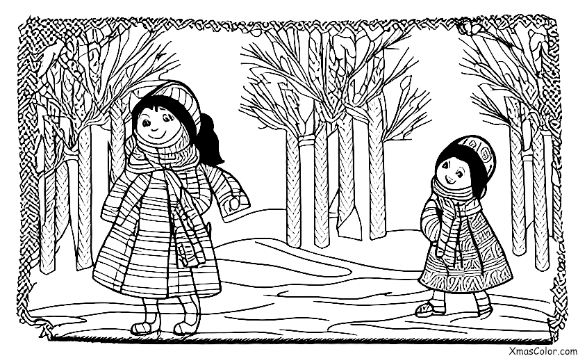 Navidad / María: María caminando por un paisaje invernal