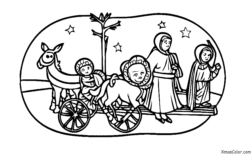 Navidad / María: María y José en el burro en su camino a Belén