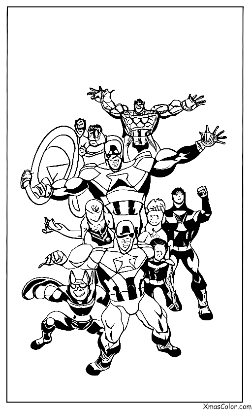 Navidad / Marvel Navidad: Capitán América, Iron Man, Thor y Hulk luchando contra Loki y su ejército de gigantes de hielo