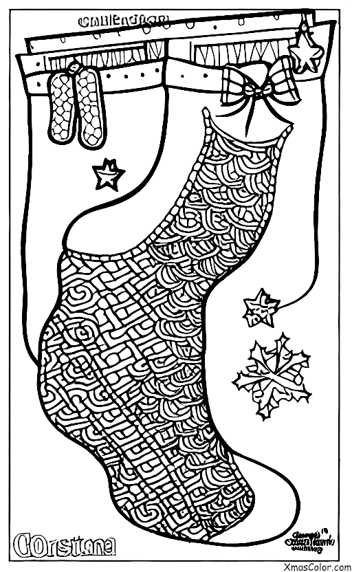 Navidad / Medias de Navidad llenas: Un calcetín lleno de diversas decoraciones de Navidad