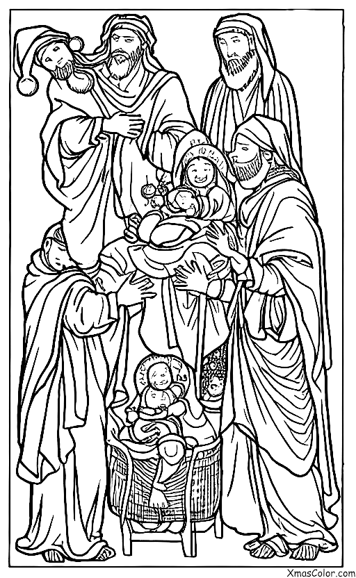 Navidad / Milagro de Navidad: Los tres Reyes Magos ofreciendo regalos a Jesús niño