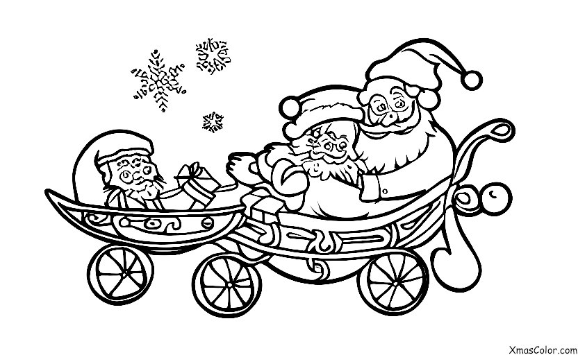 Navidad / Muérdago: Santa en su trineo