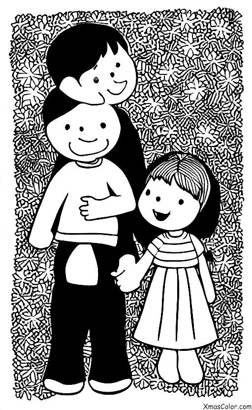Navidad / Muérdago: Un niño y una niña de pie bajo el muérdago
