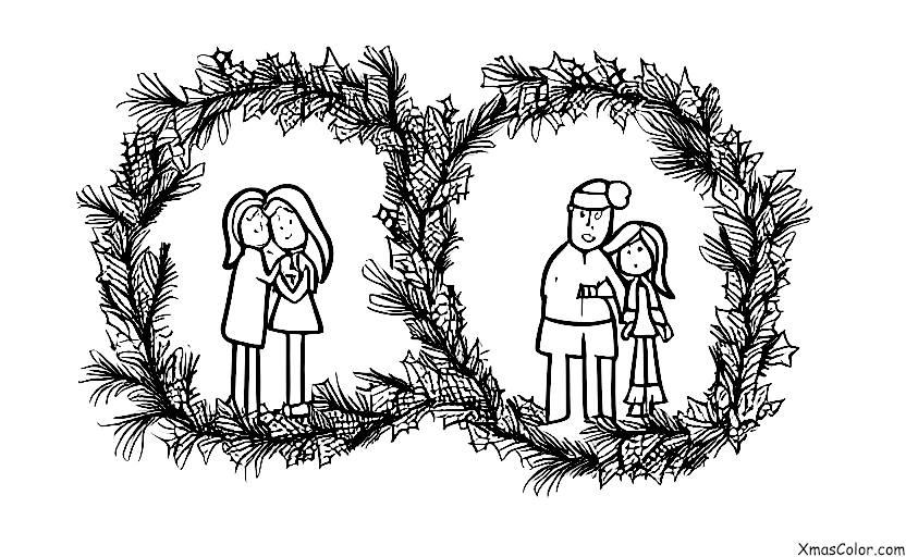 Navidad / Muérdago: Un par de personas de pie debajo del muérdago