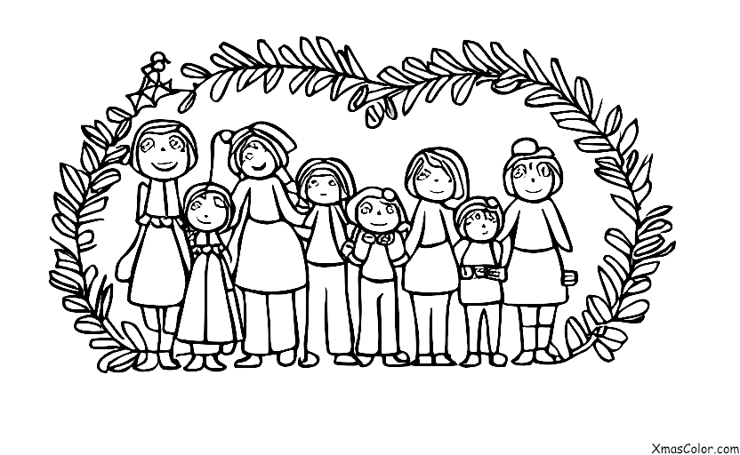 Navidad / Muérdago: Una familia de pie bajo el muérdago