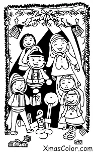 Navidad / Música de Navidad: Niños cantando alrededor del árbol de Navidad