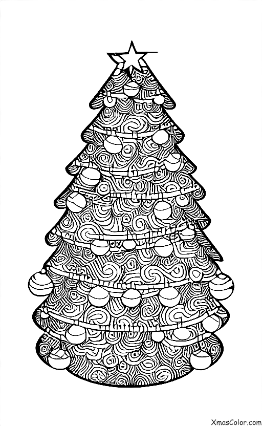 Navidad / Navidad con animales: Un pájaro en un árbol de Navidad
