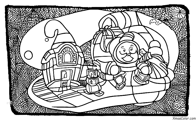 Navidad / Navidad de ciencia ficción: Santa en su nave espacial en la luna