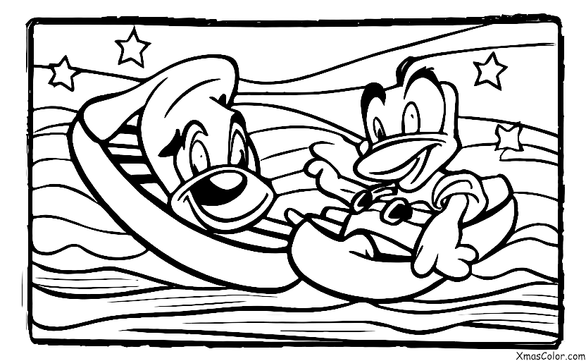 Navidad / Navidad de Disney: Donald patinando por una colina