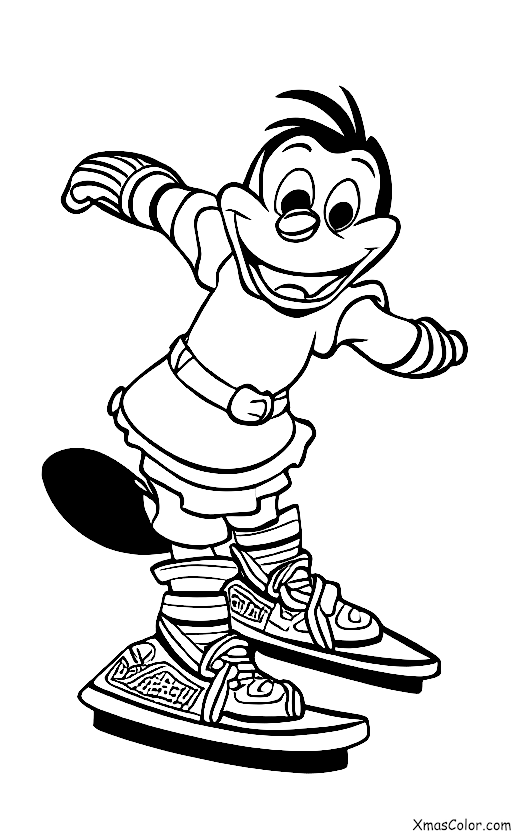 Navidad / Navidad de Disney: Goofy patinando en un estanque congelado