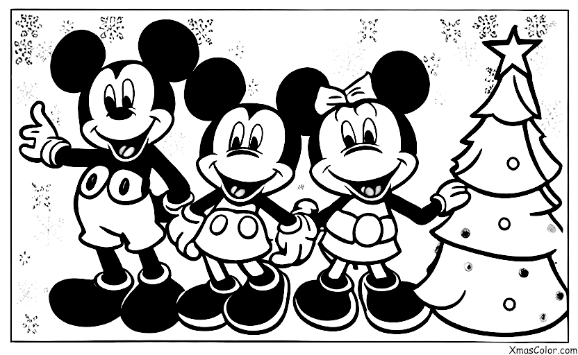 Navidad / Navidad de Disney: Mickey Mouse y Minnie Mouse decorando el árbol de Navidad
