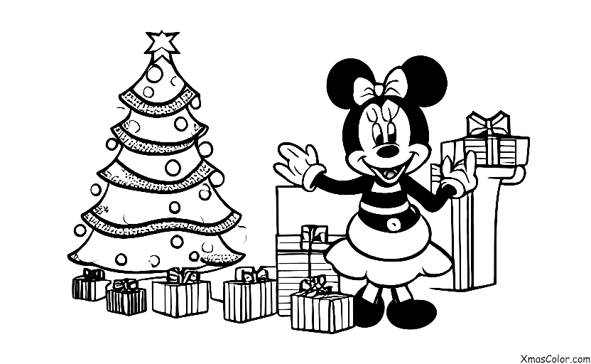 Navidad / Navidad de Disney: Minnie Mouse decorando su árbol de Navidad