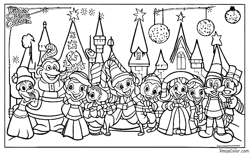 Navidad / Navidad de Disney: Todos los personajes de Disney decorando el árbol de Navidad en Disneyland
