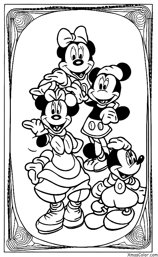 Navidad / Navidad de Disney: Todos los personajes de Disney patinando en la pista de patinaje en Disney World