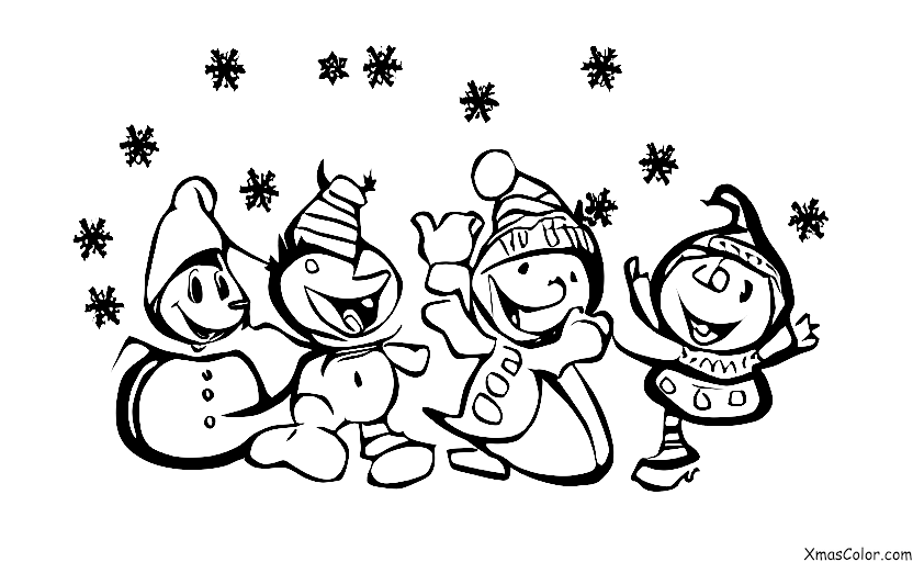 Navidad / Navidad de Disney: Todos los personajes de Disney teniendo una pelea de bolas de nieve