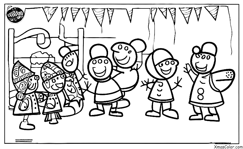 Navidad / Navidad de Peppa Pig: Peppa Pig lanzando bolas de nieve