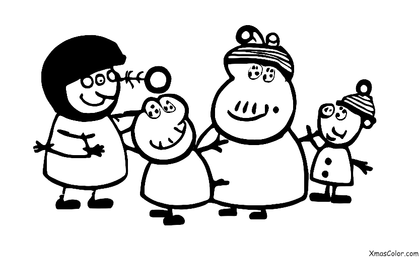 Navidad / Navidad de Peppa Pig: Peppa Pig que tiene una batalla de bolas de nieve con su familia