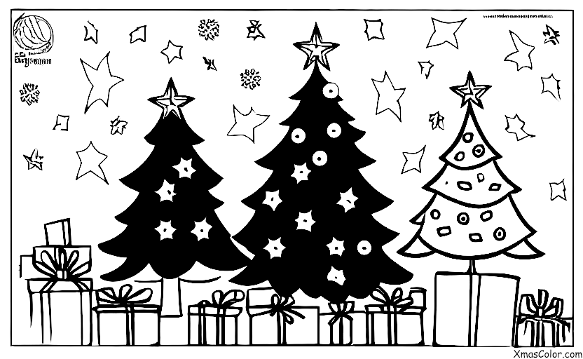 Navidad / Navidad Divertida: Un árbol de Navidad con una estrella torcida en la parte superior